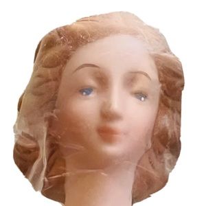 Doll Head Porcelain 2 1/2” Fibre Craft Vintage Deadstock Blond Blue Eyes #7689